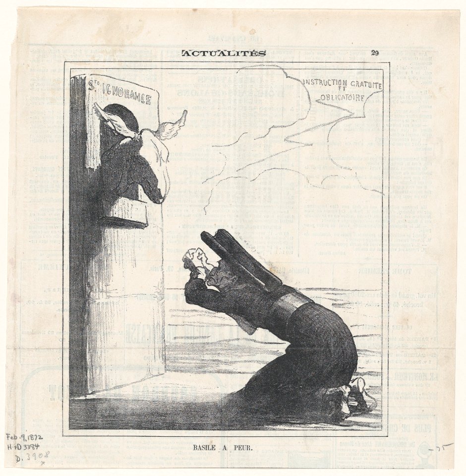 Basile in fear, from 'News of the day,' published in Le Charivari, February 9, 1872 MET DP877992