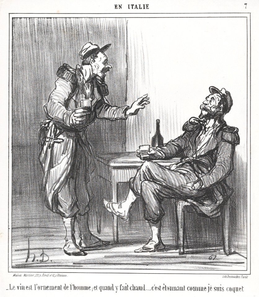 Le vin est l'ornament de l'homme...., from En Italie, published in Le Charivari, August 9, 1859 MET DP876783