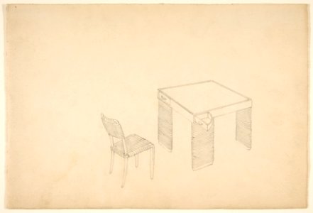Card Table and Side Chair with Leather or Rubber Strapping (Perspective) MET DP812171