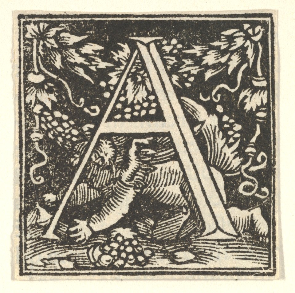 Initial letter A with putto MET DP855214