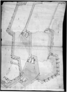 Bastione Ardeatino, Rome, plan and section (recto) Bastione Ardeatino, Rome, plans (verso) MET sf49 92 76v-MM33694