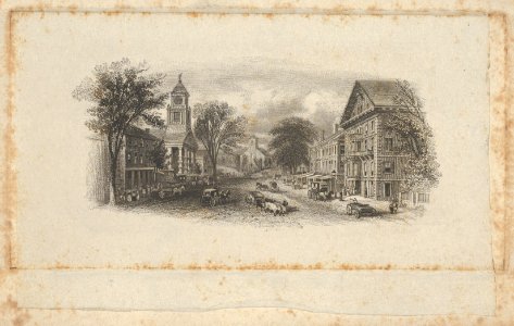 Banknote vignette with the main street of a town MET DP837982