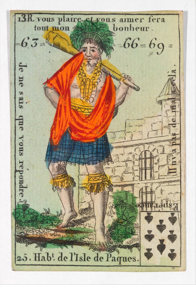 Hab.t de l'Isle de Paques from Playing Cards (for Quartets) 'Costumes des Peuples Étrangers' MET DP274084