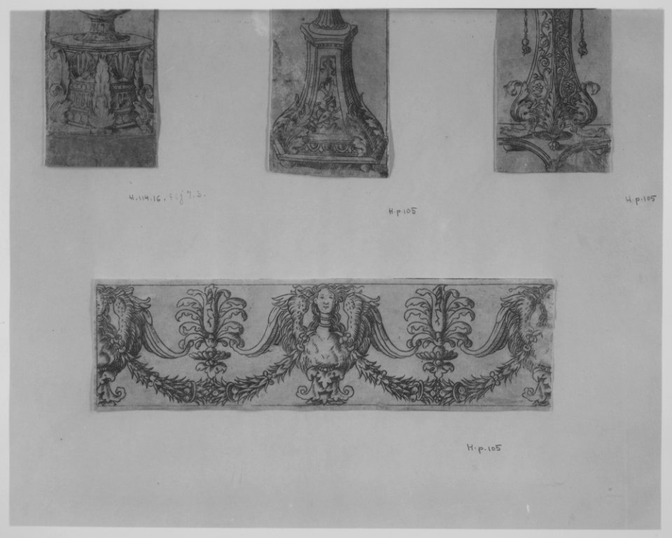 Fragment of a horizontal frieze with female bust in the center, garlands, anthemia, cut from a plate of border segments MET MM6482