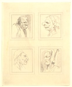 Four Heads (from Characaturas by Leonardo da Vinci, from Drawings by Wincelslaus Hollar, out of the Portland Museum) MET DP824109