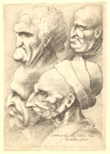 Four grotesque heads in profile to left MET DP823705