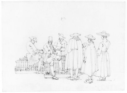 A Group of Figures Surrounding Two Bird-coops MET 263504 1997.454