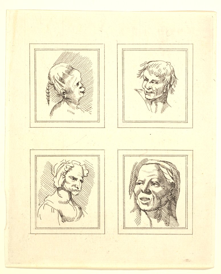 Four Heads (from Characaturas by Leonardo da Vinci, from Drawings by Wincelslaus Hollar, out of the Portland Museum) MET DP824106