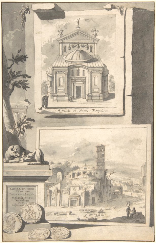 A Reconstruction of the Temple of Romulus and Remus (above) and a View of the Ruins (below) MET DP800283