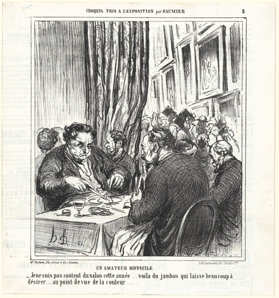 A difficult patron of the arts, from 'Exhibition sketches,' published in Le Charivari, June 17, 1864 MET DP877319