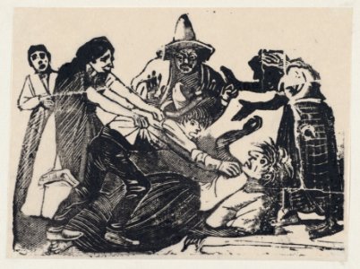 A son strangling his mother while people try to pull him off MET DP869356