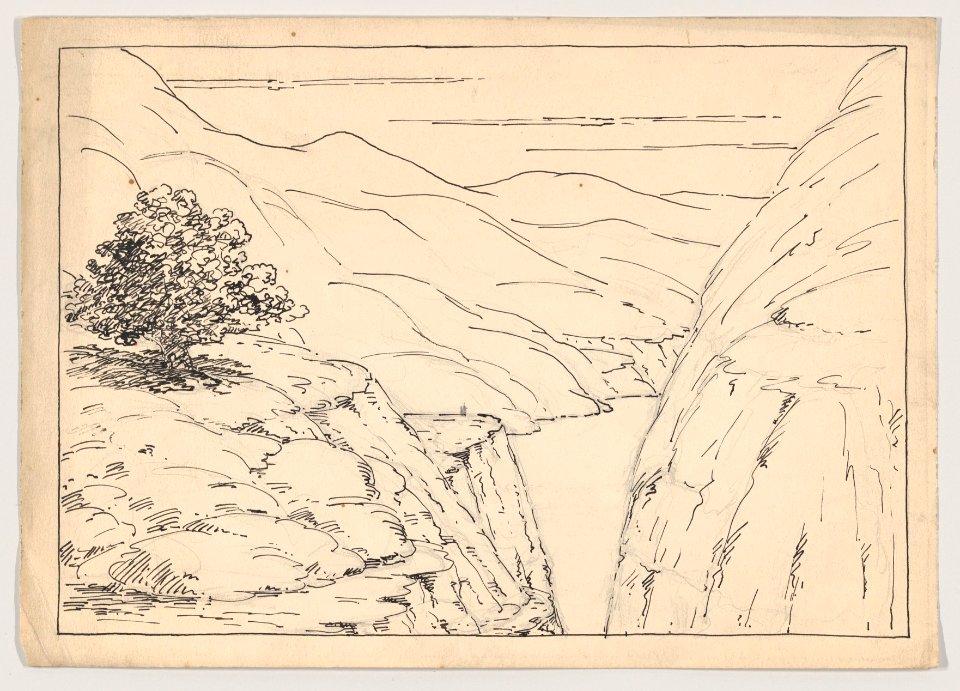A River Landscape with Steep Cliffs MET DP856512