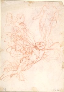(R.)Figure Studies- Standing Nude Figure, Putti, and a Man's Head (V.) Figure Studies- A Flying and a Standing Man MET DP808252