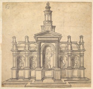 Architecturally-Shaped Tabernacle with a Saint and Four Putti MET DP825660