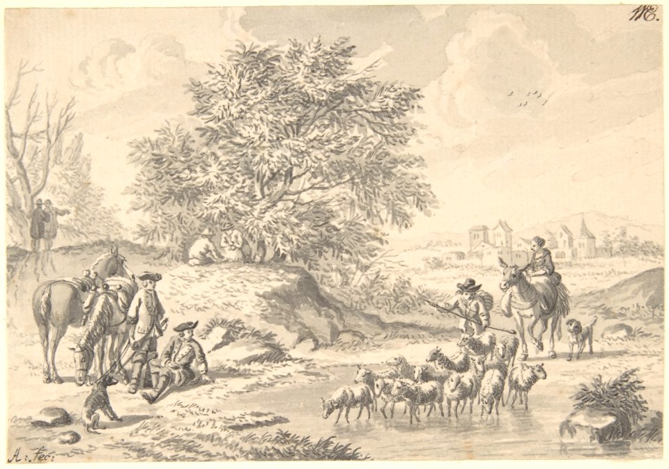 Landscape with Resting Cavaliers and a Shepherd with his Flock MET DP800086