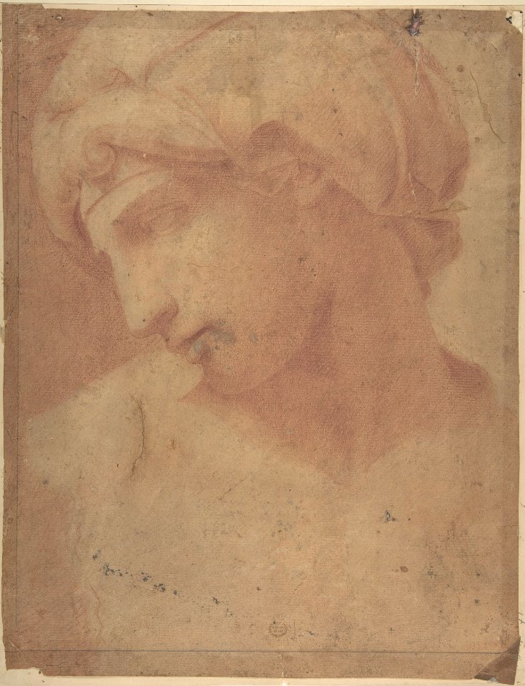 Drawing of the Head of Michelangelo's Dawn (from the Tomb of Lorenzo de' Medici, Church of San Lorenzo, Florence). MET DP810675