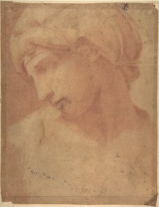 Drawing of the Head of Michelangelo's Dawn (from the Tomb of Lorenzo de' Medici, Church of San Lorenzo, Florence). MET DP810675