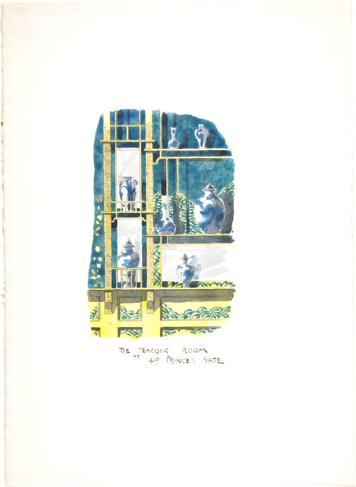 Drawing of the Peacock Room at 49 Prince's Gate MET DP805228