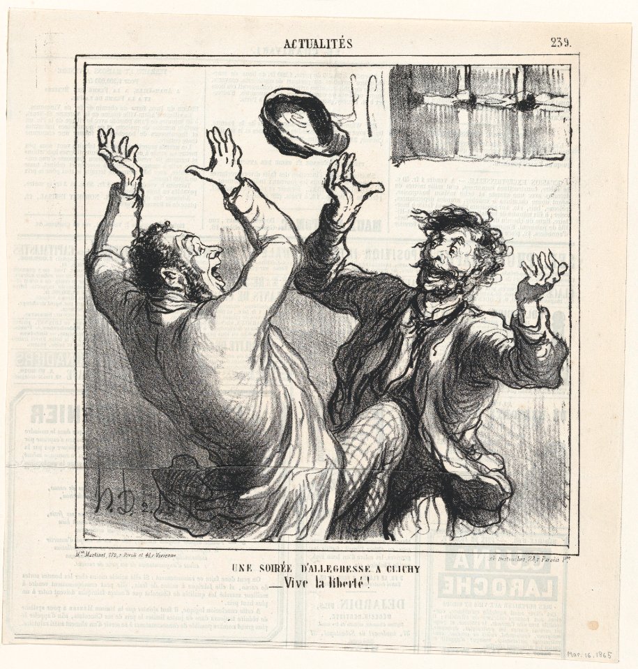 A happy evening party in Clichy, from 'News of the day,' published in Le Charivari, March 16, 1865 MET DP877358