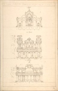 Drawing of Interior, Façade, and Rear of Church MET DP808379