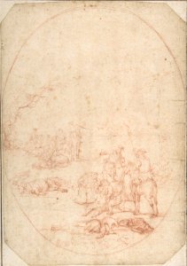 Landscape with Soldiers Helping the Wounded after a Battle MET DP808754
