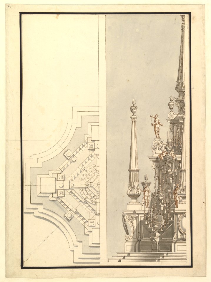 Half Ground Plan, Half elevation for a Catafalque for a Duchess de Berri MET DP820086