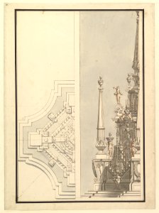 Half Ground Plan, Half elevation for a Catafalque for a Duchess de Berri MET DP820086