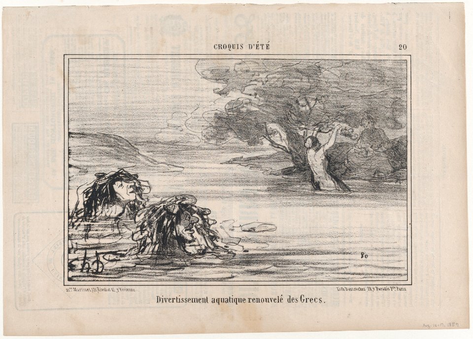 Divertissement aquatique renouvelé des Grecs, from Croquis d'Été, published in Le Charivari, August 16-17, 1857 MET DP876657