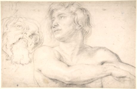 Half-Figure of a Nude Man Facing Left, Head of a Satyr MET DP802645