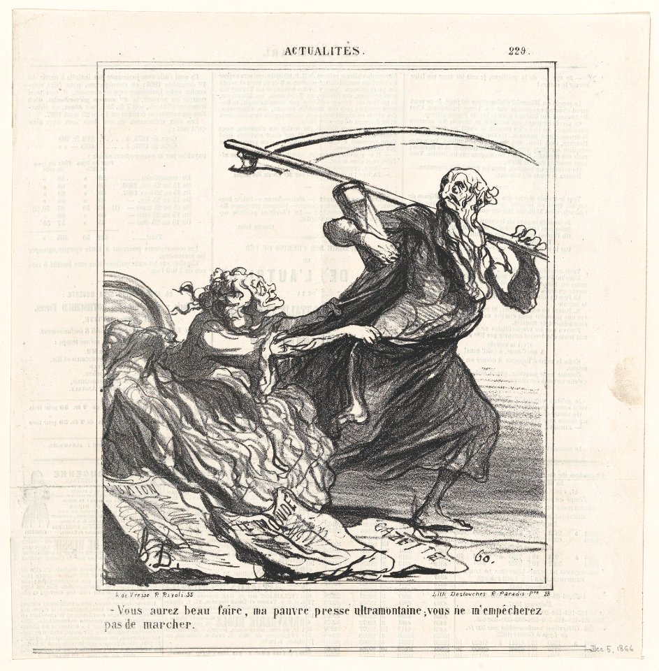 Do what you like, my poor ultramontane press. You will not prevent me from marching on, from 'News of the day,' published in Le Charivari, December 5, 1866 MET DP877502