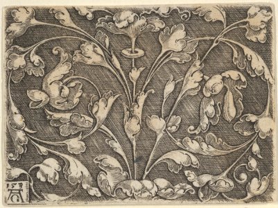 Horizontal Panel with Scrolling Tendrils Growing from Center MET DP836789
