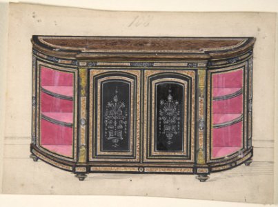 Cabinet Design with Black Doors and Red Interior MET DP806538