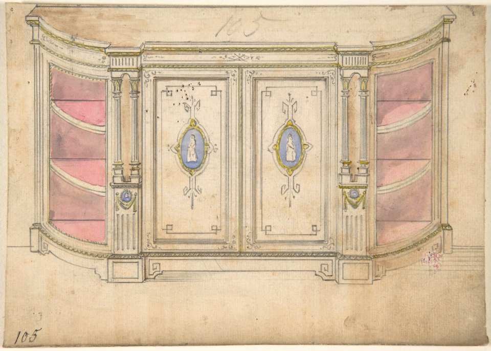 Cabinet Design with Doors Adorned with Porcelain Plaques MET DP806536