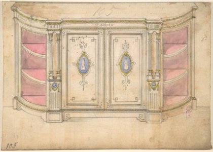 Cabinet Design with Doors Adorned with Porcelain Plaques MET DP806536. Free illustration for personal and commercial use.