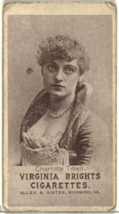 Charlotte Tittell, from the Actresses series (N67) promoting Virginia Brights Cigarettes for Allen & Ginter brand tobacco products MET DP839577