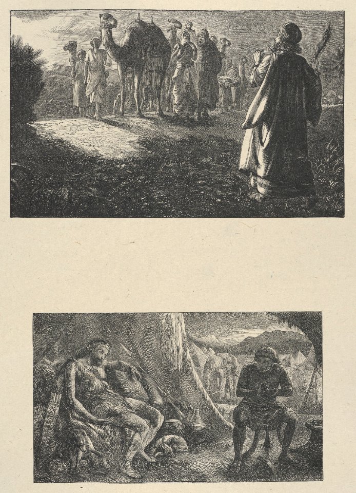 Isaac Meeting Rebekah–Esau Selling His Birthright (Dalziels' Bible Gallery) MET DP835842