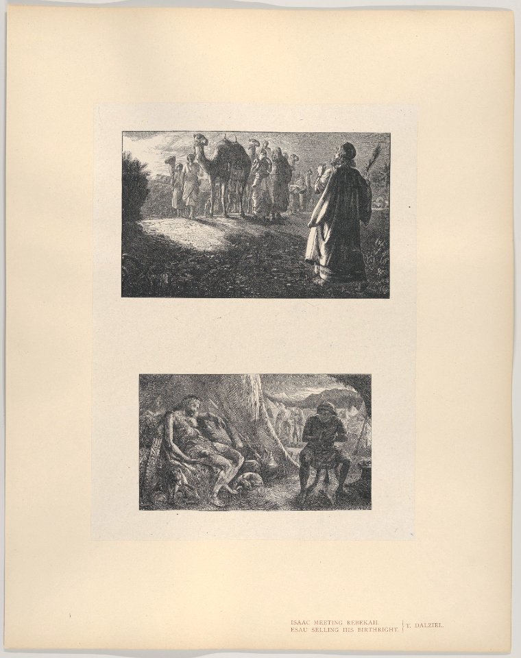 Isaac Meeting Rebekah–Esau Selling His Birthright (Dalziels' Bible Gallery) MET DP835854