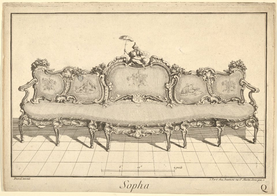 Design for a Sofa, from- Nouvelle Iconographie Historique III, series Q MET DP830836