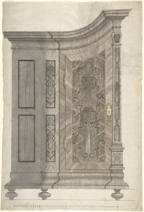 Design for a Concave Corner Cabinet (Possibly Part of a Larger Wall-Covering Unit) MET DP804524