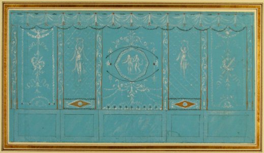 Design for a Decorated Wall with Grottesque over Blue Background MET 66.561
