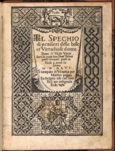 Spechio di pensieri delle belle et Virtudiose donne, title page (recto) MET DP361758