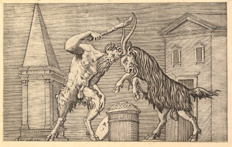 Speculum Romanae Magnificentiae- A Satyr and a Ram Clashing MET DP820270