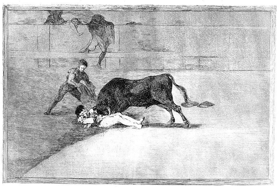 Plate 33 from the 'Tauromaquia'- The unlucky death of Pepe Illo in the ring at Madrid. MET 22ZZ BG018R2M