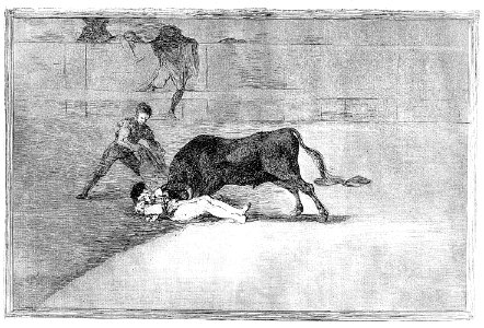 Plate 33 from the 'Tauromaquia'- The unlucky death of Pepe Illo in the ring at Madrid. MET 22ZZ BG018R2M. Free illustration for personal and commercial use.