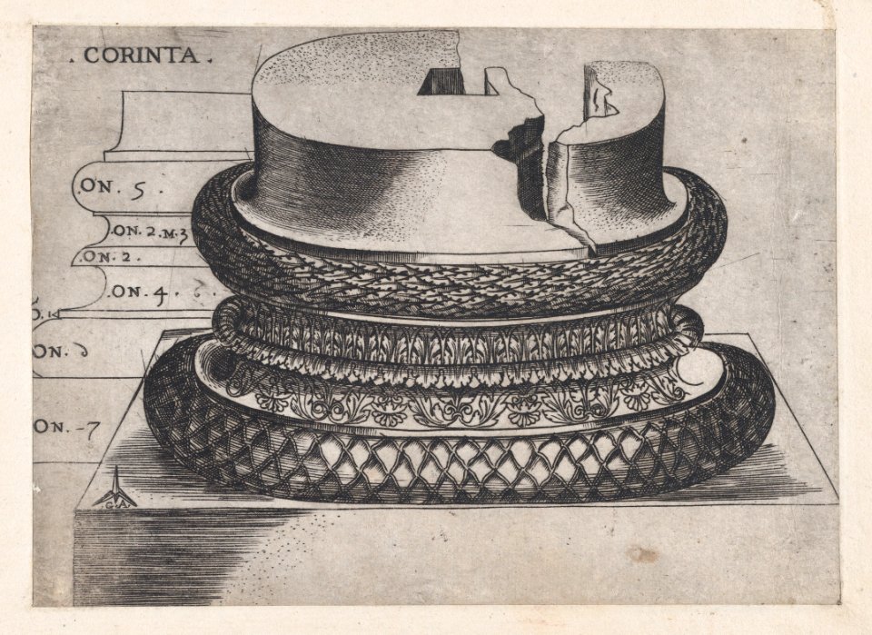 Speculum Romanae Magnificentiae- Corinthian base from the Lateran Baptistery, Rome MET DP870168