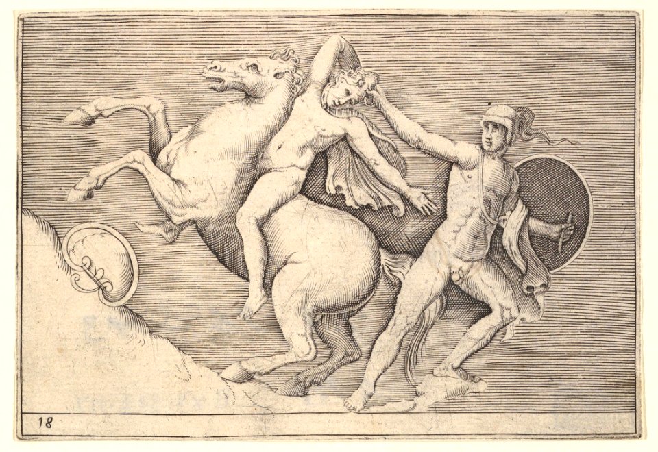 Warrior Pulling a Rider from His Horse, from "Ex Antiquis Camorum et Gemmae Delineata" MET DP820265
