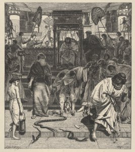 Moses and Aaron Before Pharoah (Dalziels' Bible Gallery) MET DP835833
