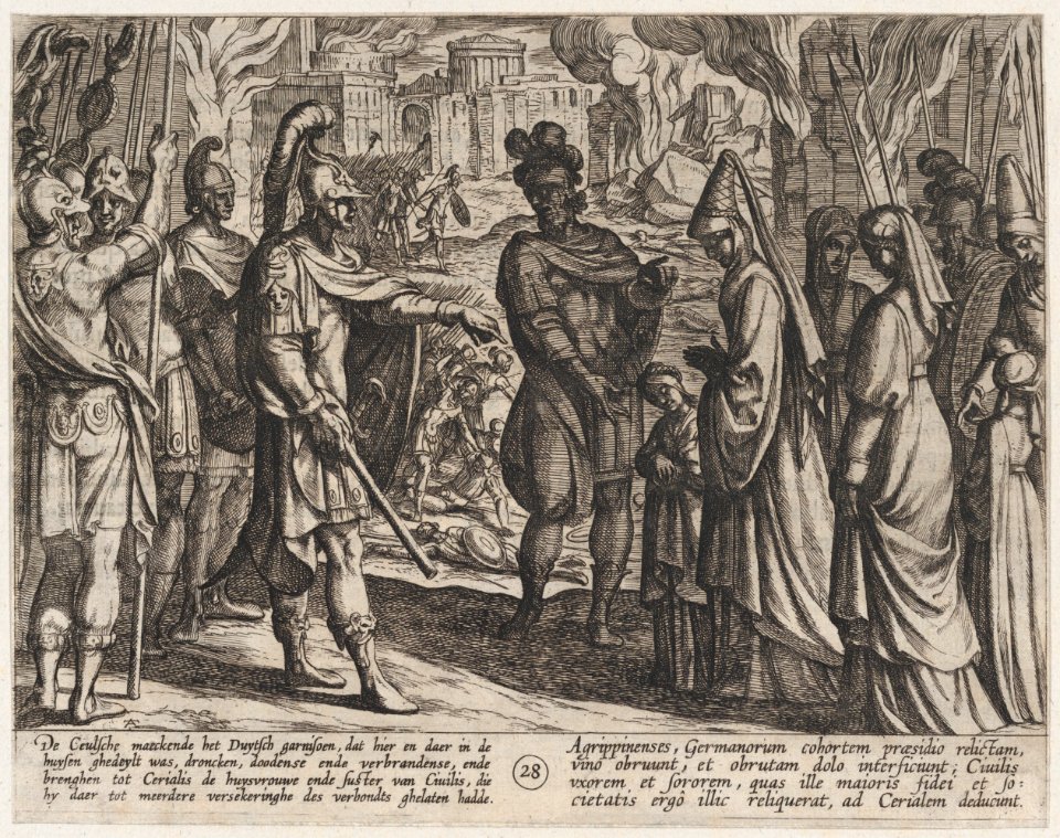 Plate 28- Cologne Troops Bring Civilis' Wife and Sister to Cerialis, from The War of the Romans Against the Batavians (Romanorvm et Batavorvm societas) MET DP863052