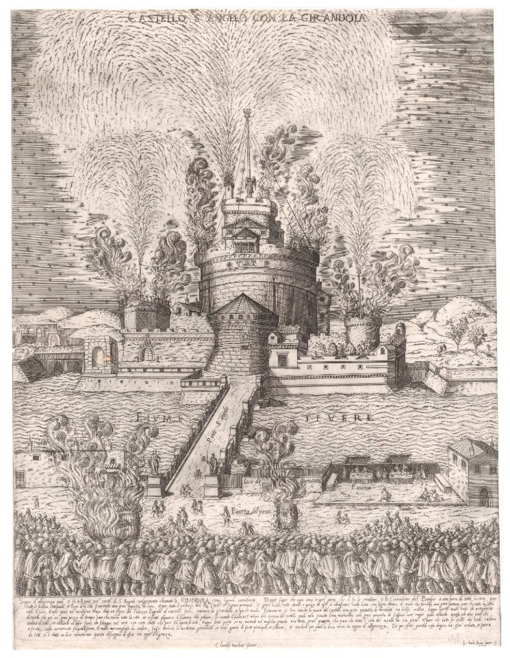 Speculum Romanae Magnificentiae- The Girandola at the Castel Sant'Angelo, Rome, 1579 MET DP870762