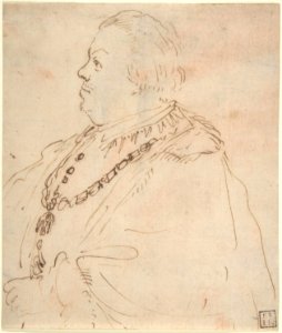 Waist-Length Portrait of a Man Wearing the Order of the Golden Fleece, in Profile Facing Left MET DP810219